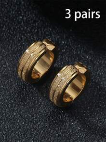 Men Textured Ear Cuffs Stainless Steel Punk Hip Pop Style, For Jewelry Gift And Party - Yellow Gold - View 13