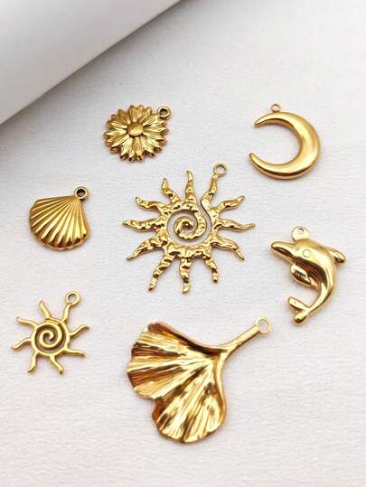 1pc Minimalist Geometric Jewelry Accessory, 18K Gold Plated Stainless Steel Women Necklace Pendant, DIY Jewelry Supplies