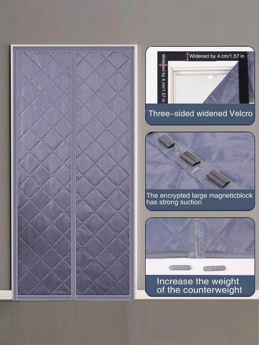 1 pieza Cortina aislante térmica para decoración del hogar, cortina de puerta de otoño/invierno, cálida y a prueba de viento, con divisor de puerta magnético y silencioso - Multicolor - Ver 1