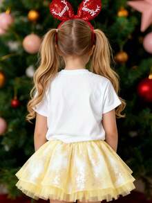 Disney White Background The Ariel Minnie Bow Watercolor Style Print Loose Short Sleeve T-Shirt - Sweet And Cute Casual Top - White - View 2