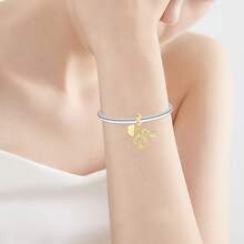 DIY镀金宗教动物吊坠十字架翅膀圣母玛利亚耶稣锚珐琅水晶球，适合DIY手链，女士珠宝项链配件 - 金色 - 查看 7