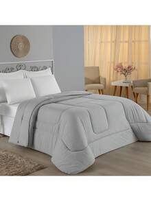 Hypoallergenic Single Duvet, Double-Sided, 100% Cotton, 200 Thread Count - Gris - Ver 3