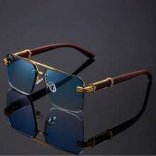 一副时尚男女通用方形镜框装饰眼镜，街头风，日常通勤、驾驶、度假必备 - 彩色 - 查看 8