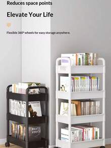 Multi-Function Rolling Storage Cart - Available In 3/4/5 Tier Storage Configurations, 360-Degree Swivel Casters, Durable Space-Saving Organizer Rack. Suitable For Office, Living Room, Kitchen Spice Rack, Bedroom Vanity. Multipurpose Wheeled Storage Cart, Portable Kitchen Shelving Unit, Kitchen Storage Accessory, Warehouse Shelving Unit. Can Replace Folding Tables, Provides Excellent Storage Solution For Office Desks! - Multicolor - View 5