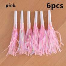 6个彩色流苏龙形哨子 - 浅粉色、紫色、蓝色和绿色流苏，闪亮设计 | 非常适合生日派对、婚礼、摇滚主题活动和节日聚会 - 理想的派对装饰品和氛围营造者 - 彩色 - 查看 8