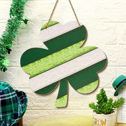 1pc St Patricks Day Door Decorations, Shamrock Wooden Sign For Saint Patrick's Day Decor, Shamrock Hanging Decoration For Front Door And Wall Suitable For Spring Decorations, Holiday Party Decorations, And Home Decor Hangings
