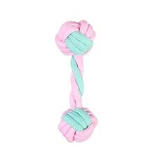 2pcs/Set Pink & Green Dog Braided Rope Ball Toys, Handmade Colorful Woven Rope Toys, Double Loop Tug Of War Toys For Small/Medium Dogs, Chew Toys For Dental Care - Multicolor - View 9