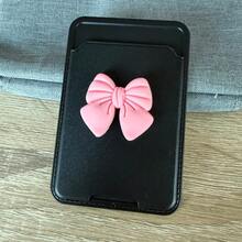 蝴蝶结手机卡套贴纸，皮革纹理独立卡套，可放门禁卡、餐卡等，兼容多种卡片，小巧便携，兼容安卓及大多数智能手机，送给母亲、家人、朋友的生日、节日礼物，手机壳配件，手机粘垫支架 - 彩色 - 查看 15