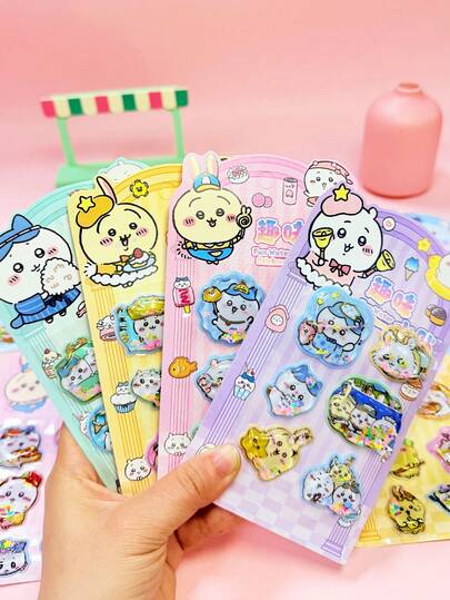 1张随机高品质创意3D可爱装饰贴纸，奖励日记素材，日记装饰贴纸