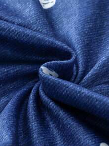 Bộ đồ đôi cho bé gái gồm áo khoác denim in hình trái tim dễ thương và quần ống rộng, trang phục thường ngày mùa hè năng động. - Màu xanh lam - Xem 5