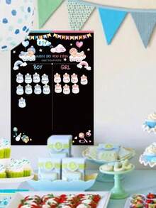 一套婴儿性别揭晓海报，婴儿主题性别揭晓投票海报，创意派对游戏套装，性别揭晓海报，附赠36张瓶形投票贴纸 - 彩色 - 查看 3