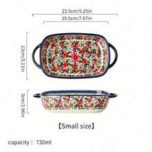 1pc Hand-Painted Ceramic Bowl, Colorful Baking Bowl With Handle, Salad, Baking, Casserole, Round Baking Dish, Baking Set, Cooking Pot, Cake, Dinner, Kitchen, Handmade Exotic Daisy, Oven- Bowl - Multicolor - View 14