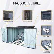 6FTx 6FT Outdoor Steel Storage Shed For Bicycle With Slope Roof And 4 Bike Tracks, Black - Default - View 6