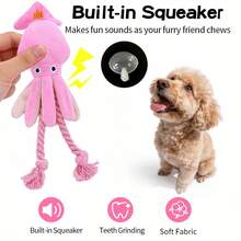 Pink Octopus Plush Squeaky Toy, Small Dog Boredom Buster, Suitable For Medium/Small Dogs & Puppies, Teeth Cleaning Toy With Built-In Sound Device, Activated By Pressing Or Chewing, Interactive Pet Toy, Companion Toy For Dogs, Cat Self-Entertainment Toy To Relieve Loneliness - Multicolor - View 4