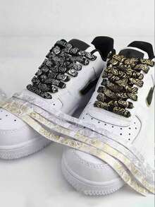 2条扁平鞋带 - 金色佩斯利花纹，适用于运动鞋、靴子、乐福鞋 - 男女皆宜的优雅鞋带 - 耐用时尚鞋履配件（2条），运动鞋鞋带，运动鞋配件，时尚鞋带，扁平鞋带设计 - 彩色 - 查看 3