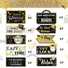 10 piezas/20 piezas Letreros de jubilación, Accesorios para fotomatón de jubilación, Decoraciones de fiesta de jubilación de papel negro y dorado reutilizables, Decoraciones de feliz jubilación para el hogar, el patio y la fiesta - Multicolor - Ver 10