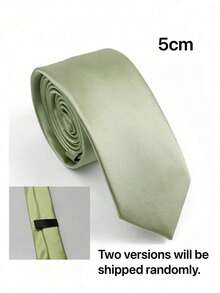 1 st. salviagrön herrslips (5 cm bred smal slips), mjuk satinslips med smal passform, lämplig för bröllop, fester, sammankomster och andra tillfällen - Grön - Visa 5