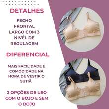 Sutiã Feminino 2 em 1 com Fecho Frontal Bojo Removível Sutian Sem Bojo Sustentação e Conforto Uso Diário Sutiem Com Bojo - Preto - Visão 3