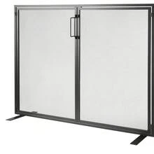 Fireplace Screen 1 Panel With Door, Sturdy Iron Mesh Fireplace Screen, 38.98"(L) X30.7"(H) Spark Guard Cover, Simple Installation, Free Standing Fire Fence Grate For Living Room Home Decor Moder - Simple Black - View 8
