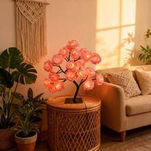 Integrated Set, Artificial Rose Tree Lamp, Lighting Artificial Flowers, Wedding Decoration Props, A Surprise Gift For Your Girlfriend, Romantic Bedroom Night Light, Realistic Artificial Rose Bouquet, Suitable For Weddings, Birthdays, Etc. - 彩色 - 查看 6