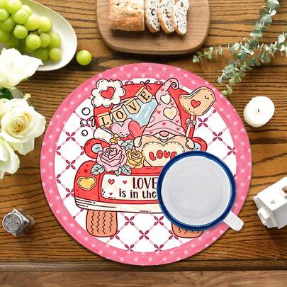2pcs/4pcs/6pcs Heart-Shaped Silicone Placemats, Valentine's Day Style Pattern, Holiday Gift, Seasonal Decor, Suitable For Dining Table, Coffee Bar, Washable, Home Decor, Coasters, Drain Mats, Kitchen Table Mats, Indoor/Outdoor Party Decorations, Ideal Gift