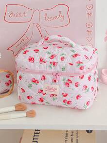 1件/套草莓印花绗缝化妆包，可爱大容量化妆包，化妆工具收纳包，洗漱包，铅笔盒，多功能收纳，可存放化妆品、护肤品、护手霜、防晒霜、首饰、卫生巾、零钱、铅笔、钥匙、小物件等。化妆包钱包，卫生棉条收纳袋，送给朋友、妈妈、情人节、婚礼、伴娘、生日、返校季等场合的礼物，旅行必备，化妆包，旅行必备 - 彩色 - 查看 13
