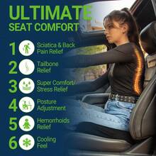 Tailbone Pain Relief Office Chair Seat Cushion, Memory Foam Gel Seat Cushion For Sciatica Pain Relief With Washable Cover, Butt Cushion For Long Sitting, Mesh, Black - 網狀黑色 - 查看 3