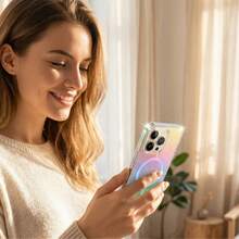 Rainbow Gradient Glitter Magnetic Phone Case, Transparent Protective Case With Shiny Powder, Minimalist & Fashionable Phone Case Compatible With IPhone 17 Pro Max/16/15/14/13/11 Series - Multicolor - View 6