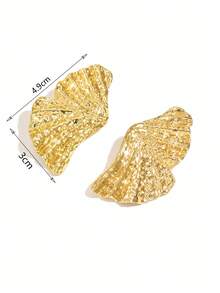 一对独特简约的银杏叶设计耳环，百搭日常佩戴，适合女性 - 金色 - 查看 6