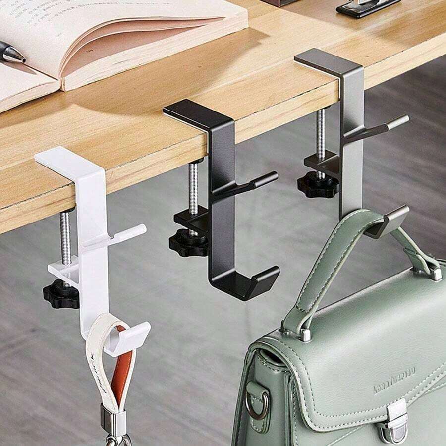 Multifunctional Under-Desk Hook - Adjustable, High Load-Bearing Capacity, Can Hang Backpacks And Other Items - Easy Installation, Durable, Ideal Storage Solution For Home And Office - Multicolor - View 1