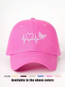 1pc Printed Heart Baseball Cap, Adjustable Outdoor Sun Protection Casual Hat Suitable For Spring/Autumn Travel, Beach, Y2K Style For Youth - Baseball Cap - View 20