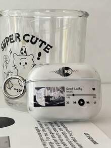 带按钮的彩绘耳机保护套，透明耳机保护壳，防摔软壳，兼容苹果1/2/3/4代，兼容 Pro第二、三、四、五代无线蓝牙耳机，透明设计，女士款 - 彩色 - 查看 5