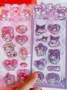 3D卡通贴纸，摇晃水贴纸，儿童摇晃贴纸，包含紫色大狗、粉色西瓜、黄色布丁、粉色小猫、紫色兔子、Kuro 3D卡通人物，适合DIY奖励、商务礼品、广告礼品、促销礼品、福利礼品、节日礼品 - 彩色 - 查看 4