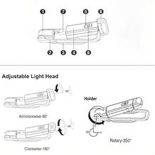 1个可调节亮度白色LED书签阅读灯，床头适用，便携式阅读灯，护眼（USB充电） - 閱讀燈 - 查看 4