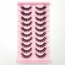 10 Pairs Value Pack Transparent Band 5D Faux Mink Lashes Fluffy Natural Crisscross Thick Lashes - Black - View 3