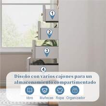 Cajonera Moderna De Madera Mueble Con 2 Puertas Y 5 Cajones - Claro Marrón + Blanco - Ver 5