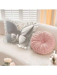 Elegant Butterfly Shaped Throw Pillow - Soft Lumbar Cushion, Delicate Design Suitable For Bedroom, Living Room Or Office Decor, Hand Wash Only | Floral Pattern | Durable Fabric With Butterfly Decor