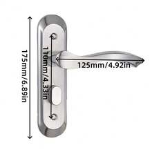 1个通用不锈钢门把手锁，无钥匙浴室门把手，金属材质，左右手通用，加厚型家用卫生间门锁 - 彩色 - 查看 4