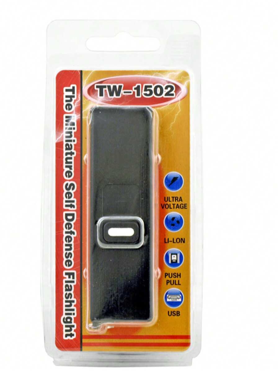 TW 1502 Mini Flash Drive USB con Linterna y Dispositivo de Defensa Personal – Estilo Compacto en Negro - Negro - Ver 1