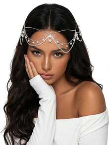 1 件新款复古波浪金属板头带，简约金属质感流苏亮片多层发饰（板数量随机）万圣节 - 彩色 - 查看 18