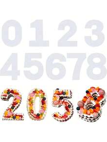 9-Piece Set 8-Inch 10-Inch Digital Cake Templates Flat Plastic Number Molds Cake Cutting Templates DIY Christmas Wedding Birthday Cakes - White - View 4