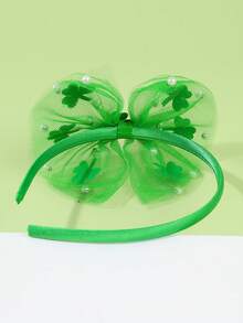 1pc St. Patrick's Day Green Headband For Girls,Fabric Clover Decor St. Patrick's Day Headband For Girls,Cute St. Patrick's Day Hair Accessories For Girls St. Patrick's Day Gifts - Green - View 7