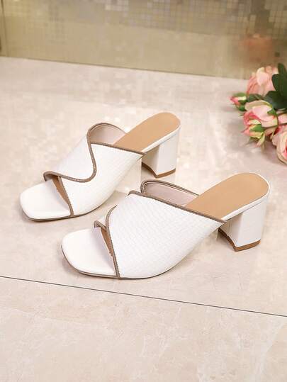 1 Pair Elegant Commuting High Heel Sandals, Solid Color Comfortable Versatile Summer Outdoor Sandals For Women