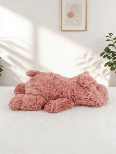 30厘米/11.81英寸粉色河马毛绒玩具，可爱躺卧造型，柔软蓬松，是理想的卧室装饰，也是送给成人和儿童的情人节及节日礼物