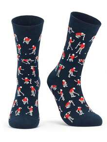 12只/10只/5只/4只/1双趣味高尔夫球手印花男女通用袜，新奇休闲中筒袜，高尔夫爱好者礼物之选，趣味高尔夫图案中筒袜，休闲舒适新奇运动袜 - 彩色 - 查看 2