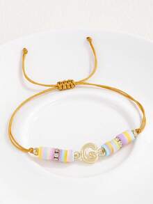 1 chiếc vòng tay bằng hợp kim kẽm, đính 26 chữ cái tiếng Anh, có thể điều chỉnh kích thước, thích hợp làm quà tặng cho bé gái, gia đình, bạn bè, quà sinh nhật hoặc đeo hàng ngày. - Nhiều màu - Xem 16