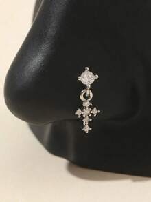 1pc Women's Elegant Personalized Creative Fashion L-Shaped Rhinestone Decor Cross Pendant Nose Ring D2AO - Nhiều màu - Xem 5