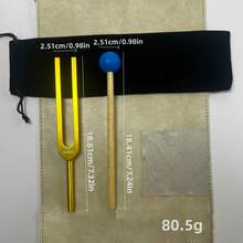 1 Set Chakra Tuning Forks, Gold Aluminum Tuning Forks With Mallet And Cleaning Cloth, Suitable For Leisure Time - Gold - View 6