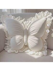 Elegant Butterfly Shaped Throw Pillow - Soft Lumbar Cushion, Delicate Design Suitable For Bedroom, Living Room Or Office Decor, Hand Wash Only | Floral Pattern | Durable Fabric With Butterfly Decor