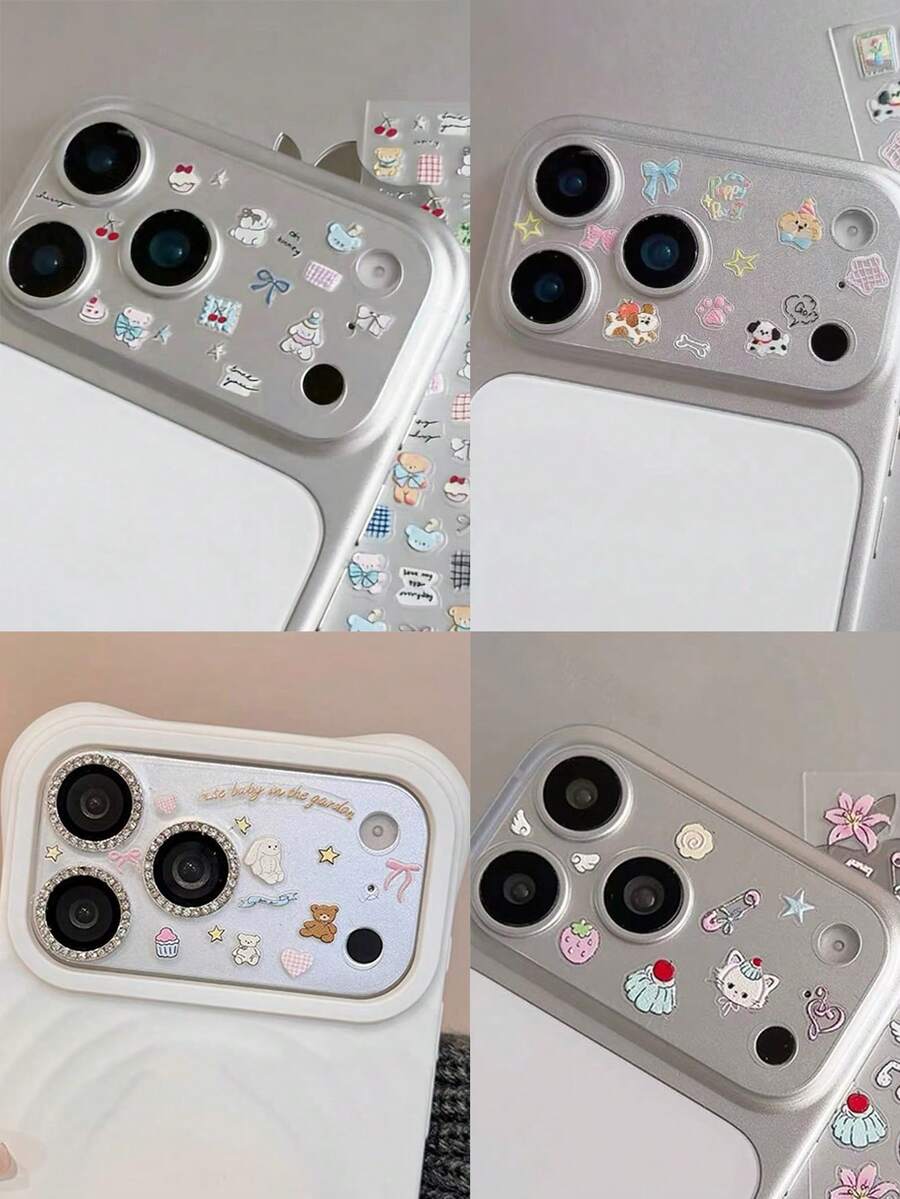 1pc INS Creative DIY Lens Protector Tempered Glass Film Sticker Compatible With IPhone 11 Pro Max/12 Pro Max/13 Pro Max/14 Pro Max/15 Pro Max/16 Pro Max/17 Pro Max - Multicolor - View 1